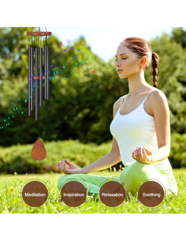 Campana de Viento Virekm Tubo Negro 62.5 cm Decoración Exterior