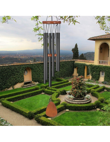 Campana de Viento Virekm Tubo Negro 62.5 cm Decoración Exterior