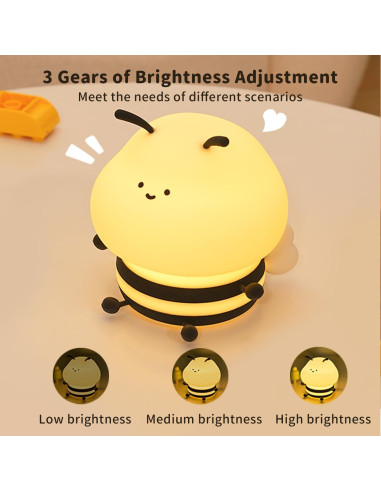 Luz Nocturna LED Abeja Myratts Regulable Recargable 12cm