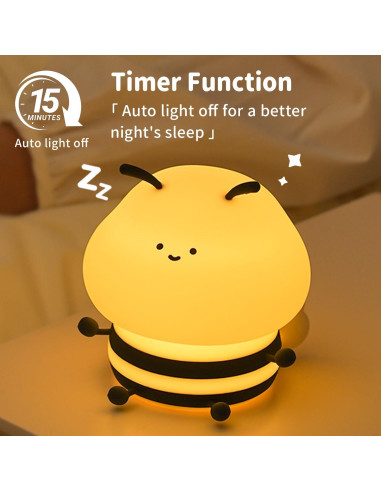 Luz Nocturna LED Abeja Myratts Regulable Recargable 12cm