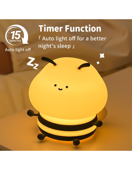 Luz Nocturna LED Abeja Myratts Regulable Recargable 12cm