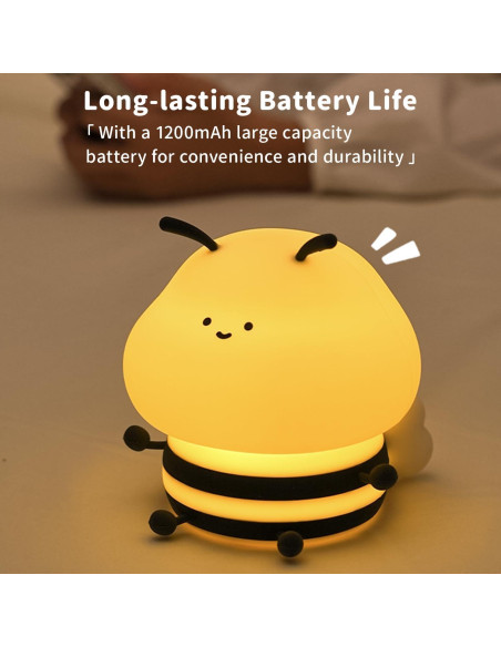 Luz Nocturna LED Abeja Myratts Regulable Recargable 12cm