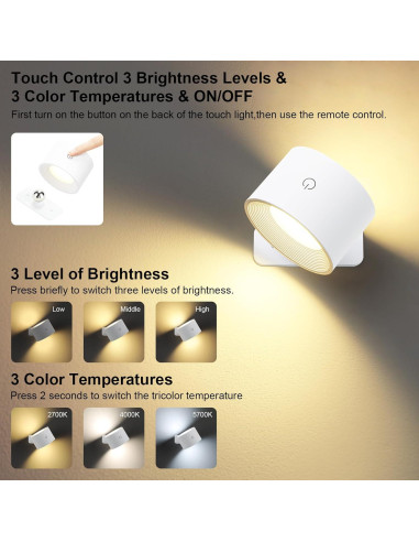 Aplique de Pared Inalámbrico Lightess SH-C6104C RGB Blanco