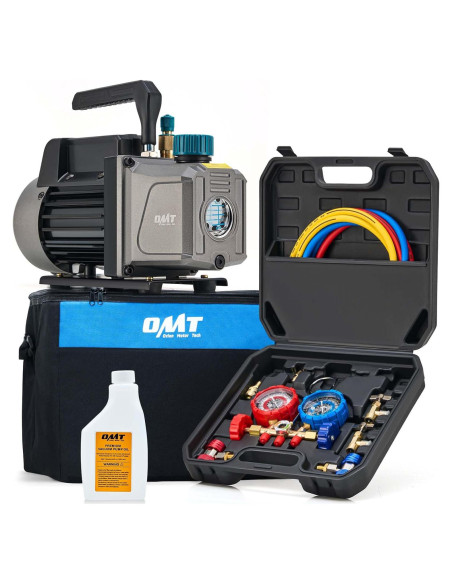 Kit de bomba de vacío y manómetro A/C Orion Motor Tech 3.5 CFM