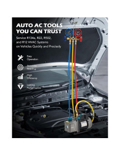 Kit de bomba de vacío y manómetro A/C Orion Motor Tech 3.5 CFM 2