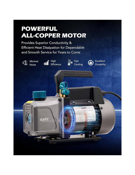 Kit de bomba de vacío y manómetro A/C Orion Motor Tech 3.5 CFM