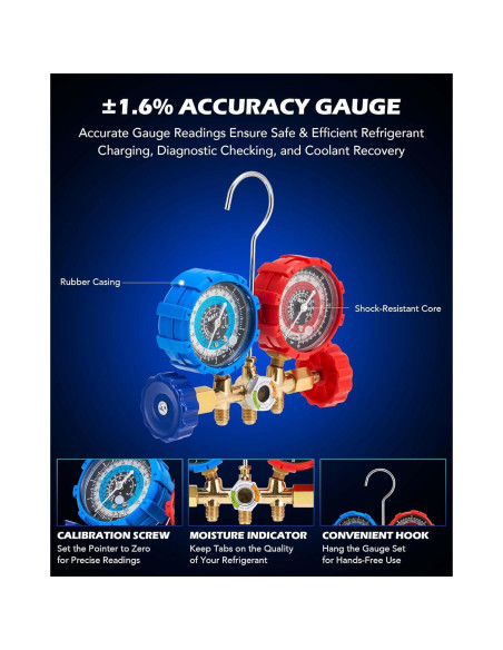 Kit de bomba de vacío y manómetro A/C Orion Motor Tech 3.5 CFM