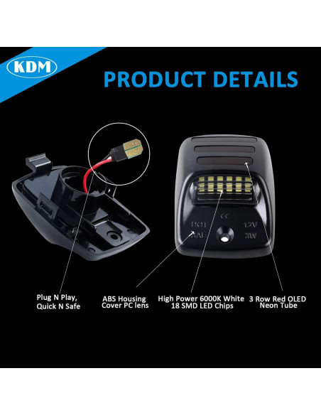 KDM Luz de Placa de Licencia LED Toyota Tacoma 2005-2015