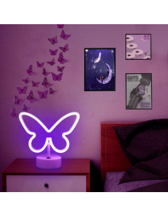Luz de Neón Mariposa Morada LED UrsaMajor - Decoración Interior 2