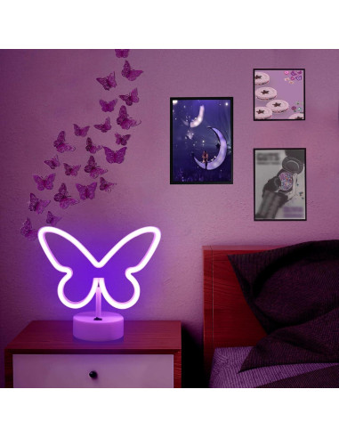 Luz de Neón Mariposa Morada LED UrsaMajor - Decoración Interior