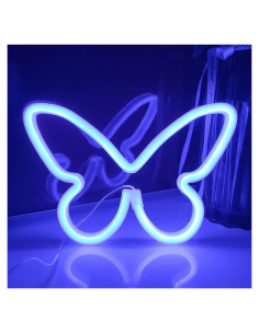 Letrero de Neón Mariposa JYWJ LED Azul, USB y Pilas AA