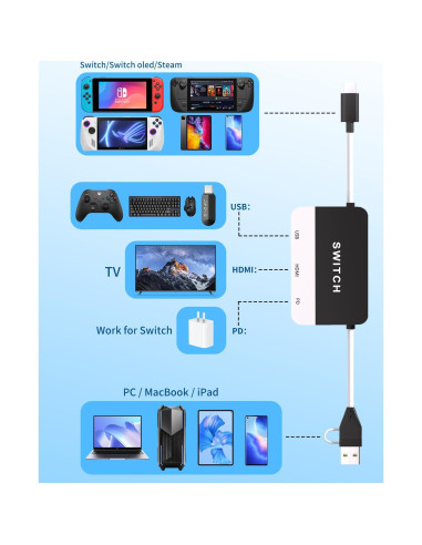Estación de Acoplamiento 2 en 1 Yigorn para Nintendo Switch 1080P
