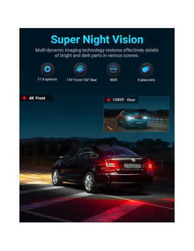 Cámara de tablero Sarmert M572 4K/1080P Dual con WiFi
