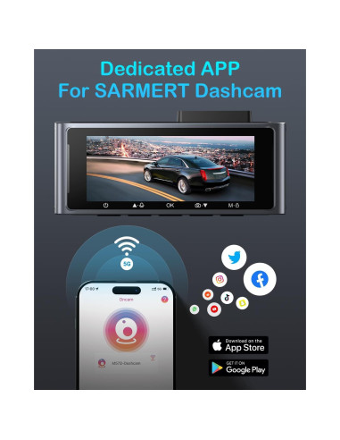 Cámara de tablero Sarmert M572 4K/1080P Dual con WiFi