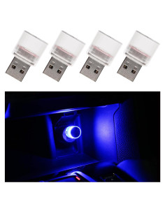 4 PCS Luz de Ambiente LED USB Sylvil para Automóvil Interior Azul