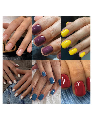 144 Uñas Postizas Cortas Cuadradas CTTHNBD - 6 Colores