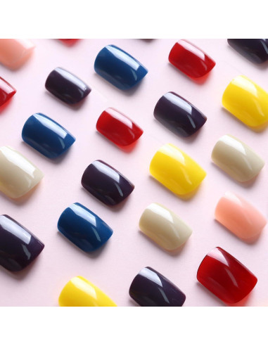 144 Uñas Postizas Cortas Cuadradas CTTHNBD - 6 Colores