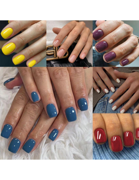 144 Uñas Postizas Cortas Cuadradas CTTHNBD - 6 Colores