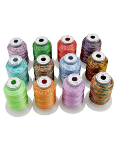 Kit de Hilo de Bordado Variegado 12 Colores 500M Nuevo Brothread