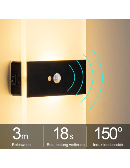 Aplique de Pared LED Recargable SURPALIG con Sensor 3000K Aplique de Pared LED Recargable SURPALIG con Sensor 3000K