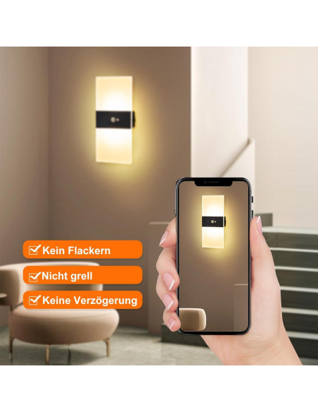 Aplique de Pared LED Recargable SURPALIG con Sensor 3000K Aplique de Pared LED Recargable SURPALIG con Sensor 3000K