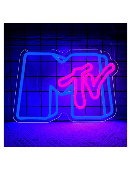 Luz de Neón Musical LED DYUAI 35x24.5 cm Azul y Rojo