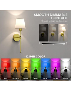 Aplique de Pared Inalámbrico Viyawise Dorado, Juego de 2 Luces 2