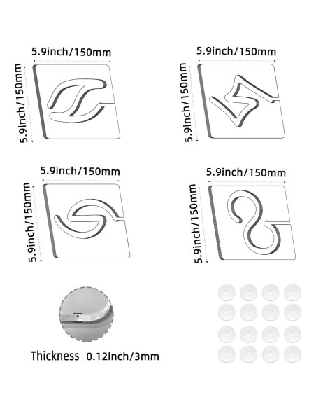 Plantillas de Acolchado Kapyoo 4 Pcs con Agarre Antideslizante Plantillas de Acolchado Kapyoo 4 Pcs con Agarre Antideslizante
