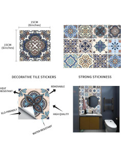 12 Azulejos Adhesivos Vinilo Didauser 15x15cm Decoración Hogar 2