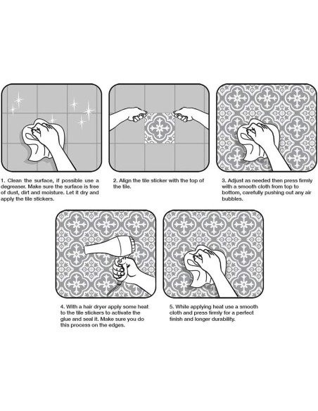 12 Azulejos Adhesivos Vinilo Didauser 15x15cm Decoración Hogar