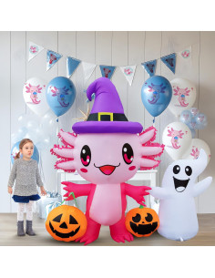 Decoración Inflable Halloween Axolote 1.75m con Luces LED 2