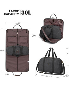 Bolsa de Viaje Duffle S-ZONE 2 en 1 Grande Negro 30L 2