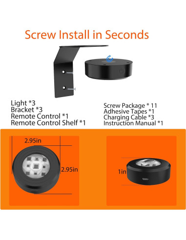 3 Luces de Imagen Inalámbricas VIGMOJ RGB con Control Remoto