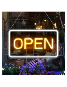 Cartel LED Abierto FLETERGIB 40.6x22.9cm Regulable USB