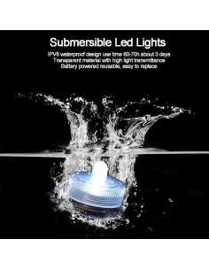 Mini Luz LED Submersible idyl 24pcs Batería Impermeable Roja 2