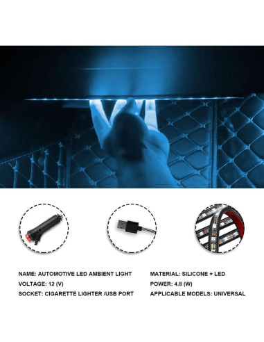 Tira de Luz LED para Auto PACLVIO 24 LEDs RGB 12V Neón