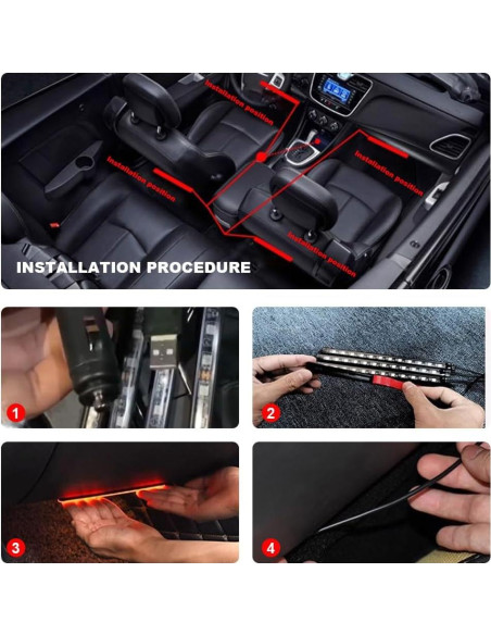 Tira de Luz LED para Auto PACLVIO 24 LEDs RGB 12V Neón