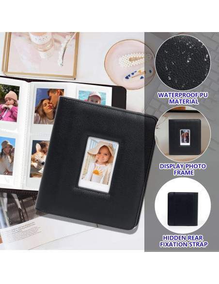 Álbum de Fotos CAIYOULE 288 Bolsillos 2x3" Negro