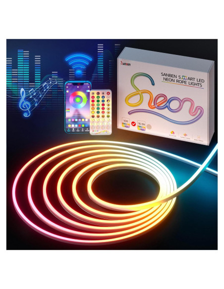 Tira de Luz LED Neón 5m SANBEN RGB Control Remoto IP65