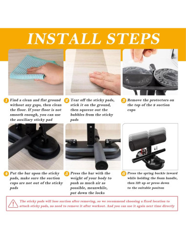 Barra de Abdominales TARFEPA con Ventosas y Soporte Ajustable