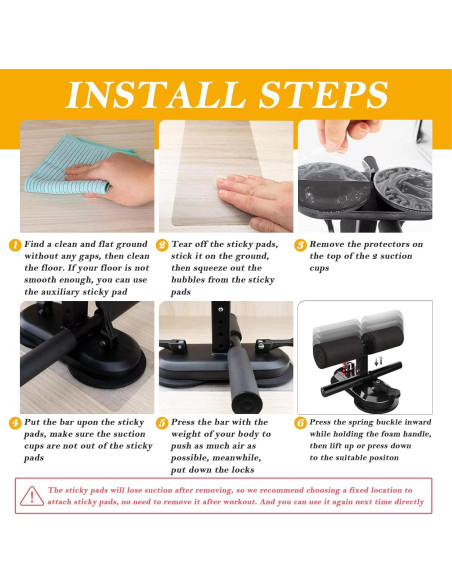 Barra de Abdominales TARFEPA con Ventosas y Soporte Ajustable