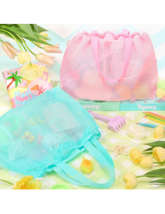 Bolsa de Playa para Niños Tagitary Rosa Azul 16x18cm Malla 2