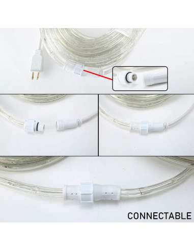 Luces de Cuerda LED 15m DINGFU Impermeables Conectables Blancas