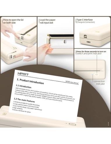 Impresora Térmica Portátil HPRT MT810 Bluetooth Sin Tinta