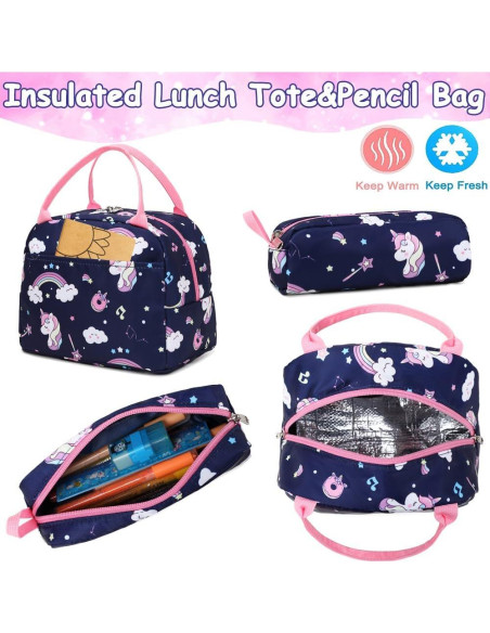 Mochila Escolar Niñas Unicornio Meisohua 3 en 1 Impermeable