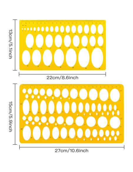 Plantilla de Regla Geométrica Rocutus 2 Piezas Plástico Amarillo Plantilla de Regla Geométrica Rocutus 2 Piezas Plástico Amarillo