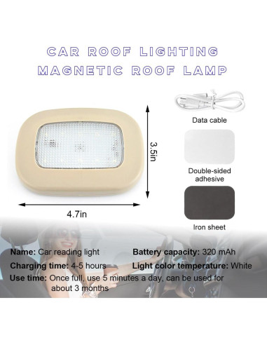 Luz de Techo Interior de Coche Ohleats Beige LED Recargable