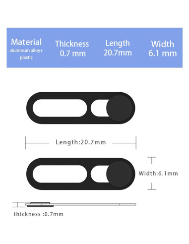 Cubierta de Cámara Frontal Peramarl para iPhone 14/15/16 - 2PCS Negro