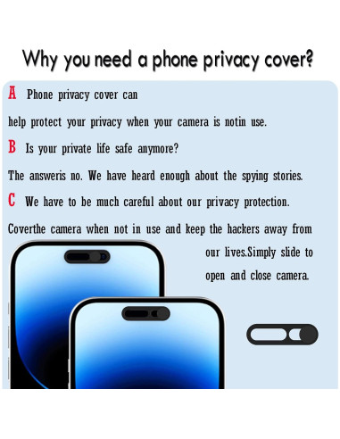 Cubierta de Cámara Frontal Peramarl para iPhone 14/15/16 - 2PCS Negro