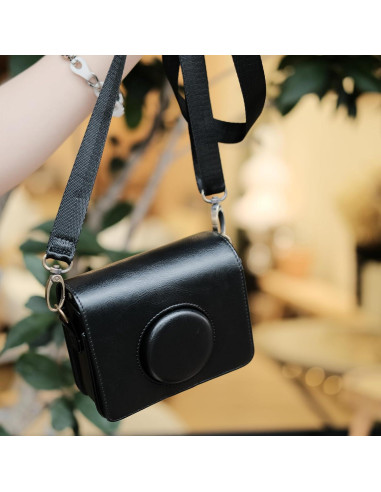 Funda Protectora Rieibi para Cámara Fujifilm Instax Mini EVO - Cuero PU Retro Negro